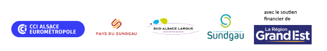 Logos Pays du Sundgau, CDC Sud Alsace Largue, CDC Sundgau, CCI ALSACE EUROMETROPOLE et Région GRAND EST - copyright CCI AE